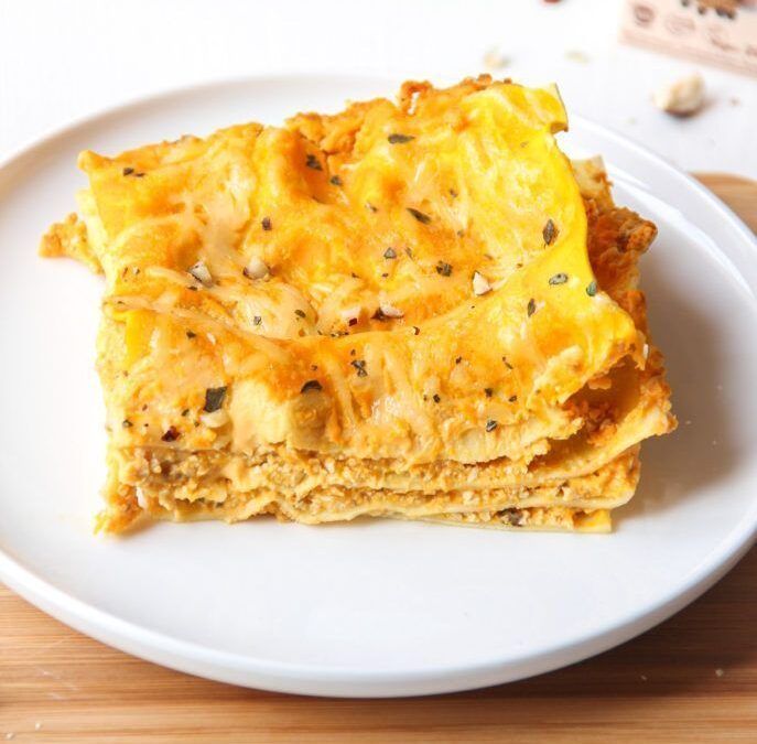 Lasaña vegetariana con calabaza