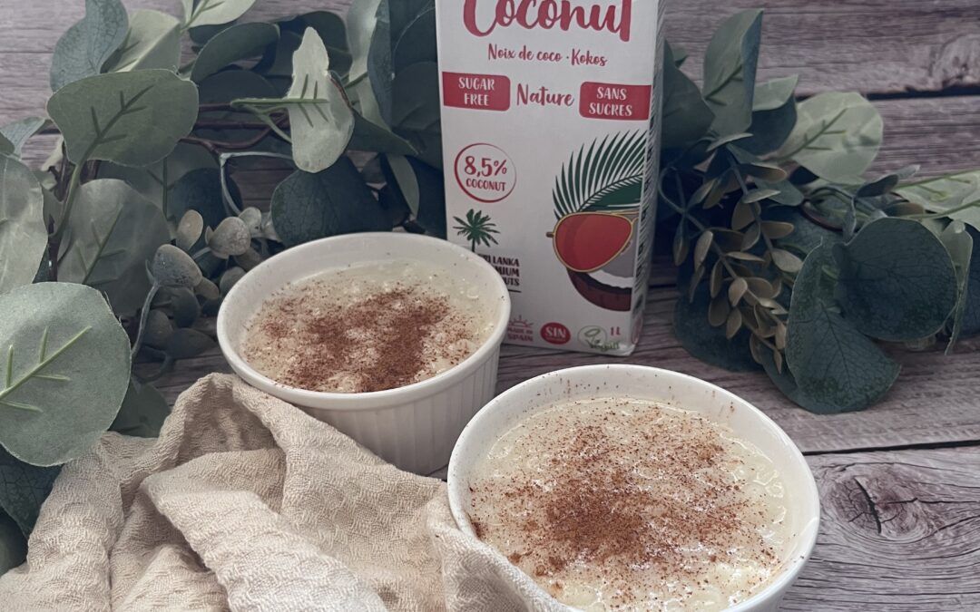 Vegan coconut rice pudding, gluten-free and dairy-free